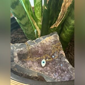 Evil Eye 🧿 Pendant Necklace, Mother of Pearl Charm Necklace